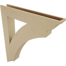 Ekena Millwork - BKTUR055X38X46THR01RCPR - Timberthane Faux Wood Thorton Style Bracket, Traditional Ends, 5 1/2"W x 38"D x 46"H, Primed Tan