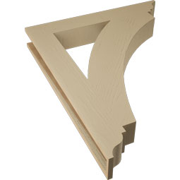 Ekena Millwork - BKTUR055X38X46THR01RCPR - Timberthane Faux Wood Thorton Style Bracket, Traditional Ends, 5 1/2"W x 38"D x 46"H, Primed Tan