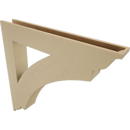 Ekena Millwork - BKTUR055X40X40THR01RCPR - Timberthane Faux Wood Thorton Style Bracket, Traditional Ends, 5 1/2"W x 40"D x 40"H, Primed Tan