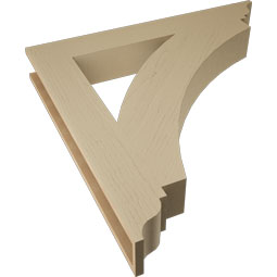 Ekena Millwork - BKTUR055X40X40THR01RCPR - Timberthane Faux Wood Thorton Style Bracket, Traditional Ends, 5 1/2"W x 40"D x 40"H, Primed Tan