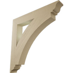 Ekena Millwork - BKTUR055X40X40THR01RCPR - Timberthane Faux Wood Thorton Style Bracket, Traditional Ends, 5 1/2"W x 40"D x 40"H, Primed Tan