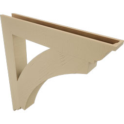 Ekena Millwork - BKTUR055X40X44THR01RCPR - Timberthane Faux Wood Thorton Style Bracket, Traditional Ends, 5 1/2"W x 40"D x 44"H, Primed Tan