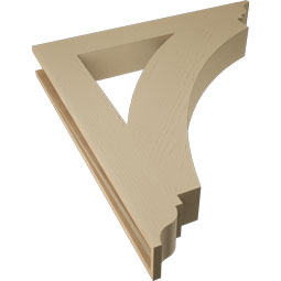 Ekena Millwork - BKTUR055X40X44THR01RCPR - Timberthane Faux Wood Thorton Style Bracket, Traditional Ends, 5 1/2"W x 40"D x 44"H, Primed Tan