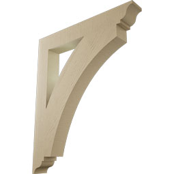 Ekena Millwork - BKTUR055X40X48THR01RCPR - Timberthane Faux Wood Thorton Style Bracket, Traditional Ends, 5 1/2"W x 40"D x 48"H, Primed Tan
