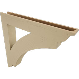 Ekena Millwork - BKTUR055X42X42THR01RCPR - Timberthane Faux Wood Thorton Style Bracket, Traditional Ends, 5 1/2"W x 42"D x 42"H, Primed Tan