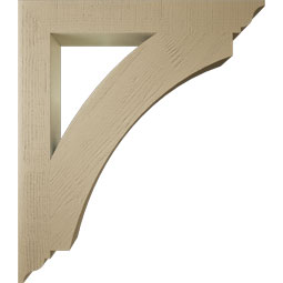 Ekena Millwork - BKTUR055X42X48THR01RCPR - Timberthane Faux Wood Thorton Style Bracket, Traditional Ends, 5 1/2"W x 42"D x 48"H, Primed Tan