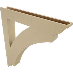 Ekena Millwork - BKTUR055X42X48THR01RCPR - Timberthane Faux Wood Thorton Style Bracket, Traditional Ends, 5 1/2"W x 42"D x 48"H, Primed Tan