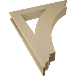 Ekena Millwork - BKTUR055X42X48THR01RCPR - Timberthane Faux Wood Thorton Style Bracket, Traditional Ends, 5 1/2"W x 42"D x 48"H, Primed Tan