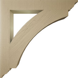 Ekena Millwork - BKTUR055X44X44THR01RCPR - Timberthane Faux Wood Thorton Style Bracket, Traditional Ends, 5 1/2"W x 44"D x 44"H, Primed Tan