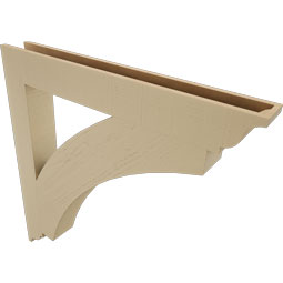 Ekena Millwork - BKTUR055X44X44THR01RCPR - Timberthane Faux Wood Thorton Style Bracket, Traditional Ends, 5 1/2"W x 44"D x 44"H, Primed Tan