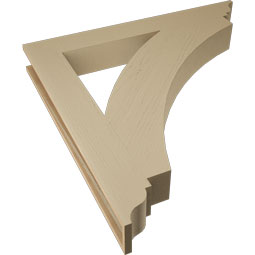 Ekena Millwork - BKTUR055X44X44THR01RCPR - Timberthane Faux Wood Thorton Style Bracket, Traditional Ends, 5 1/2"W x 44"D x 44"H, Primed Tan