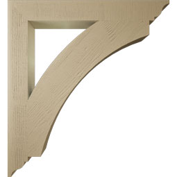 Ekena Millwork - BKTUR055X44X48THR01RCPR - Timberthane Faux Wood Thorton Style Bracket, Traditional Ends, 5 1/2"W x 44"D x 48"H, Primed Tan