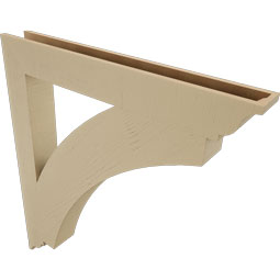 Ekena Millwork - BKTUR055X44X48THR01RCPR - Timberthane Faux Wood Thorton Style Bracket, Traditional Ends, 5 1/2"W x 44"D x 48"H, Primed Tan