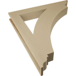 Ekena Millwork - BKTUR055X44X48THR01RCPR - Timberthane Faux Wood Thorton Style Bracket, Traditional Ends, 5 1/2"W x 44"D x 48"H, Primed Tan