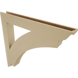 Ekena Millwork - BKTUR055X48X48THR01RCPR - Timberthane Faux Wood Thorton Style Bracket, Traditional Ends, 5 1/2"W x 48"D x 48"H, Primed Tan