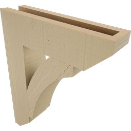 Ekena Millwork - BKTUR035X14X18THR06RCPR - Timberthane Faux Wood Thorton Style Bracket, Slat Ends, 3 1/2"W x 14"D x 18"H, Primed Tan