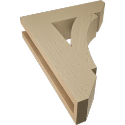 Ekena Millwork - BKTUR035X14X18THR06RCPR - Timberthane Faux Wood Thorton Style Bracket, Slat Ends, 3 1/2"W x 14"D x 18"H, Primed Tan
