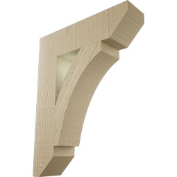 Ekena Millwork - BKTUR035X14X18THR06RCPR - Timberthane Faux Wood Thorton Style Bracket, Slat Ends, 3 1/2"W x 14"D x 18"H, Primed Tan
