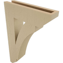 Ekena Millwork - BKTUR035X14X22THR06RCPR - Timberthane Faux Wood Thorton Style Bracket, Slat Ends, 3 1/2"W x 14"D x 22"H, Primed Tan