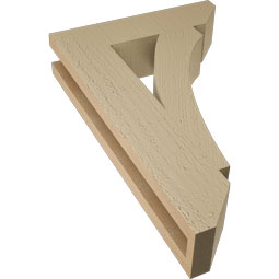 Ekena Millwork - BKTUR035X14X22THR06RCPR - Timberthane Faux Wood Thorton Style Bracket, Slat Ends, 3 1/2"W x 14"D x 22"H, Primed Tan