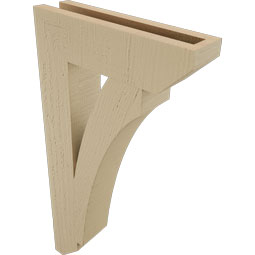 Ekena Millwork - BKTUR035X14X26THR06RCPR - Timberthane Faux Wood Thorton Style Bracket, Slat Ends, 3 1/2"W x 14"D x 26"H, Primed Tan