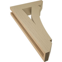 Ekena Millwork - BKTUR035X14X26THR06RCPR - Timberthane Faux Wood Thorton Style Bracket, Slat Ends, 3 1/2"W x 14"D x 26"H, Primed Tan
