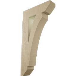 Ekena Millwork - BKTUR035X14X26THR06RCPR - Timberthane Faux Wood Thorton Style Bracket, Slat Ends, 3 1/2"W x 14"D x 26"H, Primed Tan