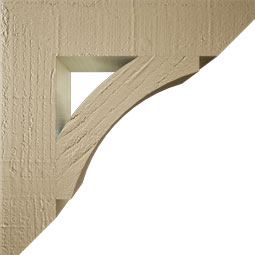 Ekena Millwork - BKTUR035X16X16THR06RCPR - Timberthane Faux Wood Thorton Style Bracket, Slat Ends, 3 1/2"W x 16"D x 16"H, Primed Tan