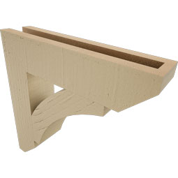 Ekena Millwork - BKTUR035X16X16THR06RCPR - Timberthane Faux Wood Thorton Style Bracket, Slat Ends, 3 1/2"W x 16"D x 16"H, Primed Tan
