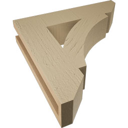 Ekena Millwork - BKTUR035X16X16THR06RCPR - Timberthane Faux Wood Thorton Style Bracket, Slat Ends, 3 1/2"W x 16"D x 16"H, Primed Tan