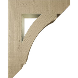 Ekena Millwork - BKTUR035X16X20THR06RCPR - Timberthane Faux Wood Thorton Style Bracket, Slat Ends, 3 1/2"W x 16"D x 20"H, Primed Tan