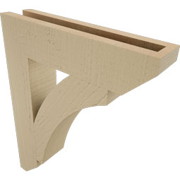 Ekena Millwork - BKTUR035X16X20THR06RCPR - Timberthane Faux Wood Thorton Style Bracket, Slat Ends, 3 1/2"W x 16"D x 20"H, Primed Tan