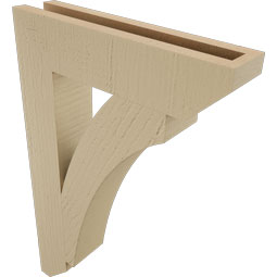 Ekena Millwork - BKTUR035X16X24THR06RCPR - Timberthane Faux Wood Thorton Style Bracket, Slat Ends, 3 1/2"W x 16"D x 24"H, Primed Tan