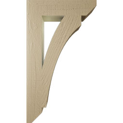 Ekena Millwork - BKTUR035X16X28THR06RCPR - Timberthane Faux Wood Thorton Style Bracket, Slat Ends, 3 1/2"W x 16"D x 28"H, Primed Tan