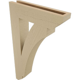 Ekena Millwork - BKTUR035X16X28THR06RCPR - Timberthane Faux Wood Thorton Style Bracket, Slat Ends, 3 1/2"W x 16"D x 28"H, Primed Tan