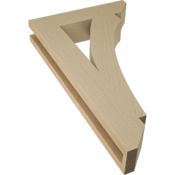 Ekena Millwork - BKTUR035X16X28THR06RCPR - Timberthane Faux Wood Thorton Style Bracket, Slat Ends, 3 1/2"W x 16"D x 28"H, Primed Tan