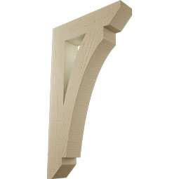 Ekena Millwork - BKTUR035X16X28THR06RCPR - Timberthane Faux Wood Thorton Style Bracket, Slat Ends, 3 1/2"W x 16"D x 28"H, Primed Tan