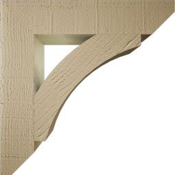 Ekena Millwork - BKTUR035X18X18THR06RCPR - Timberthane Faux Wood Thorton Style Bracket, Slat Ends, 3 1/2"W x 18"D x 18"H, Primed Tan