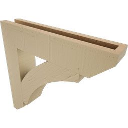 Ekena Millwork - BKTUR035X18X18THR06RCPR - Timberthane Faux Wood Thorton Style Bracket, Slat Ends, 3 1/2"W x 18"D x 18"H, Primed Tan