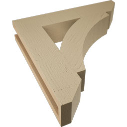 Ekena Millwork - BKTUR035X18X18THR06RCPR - Timberthane Faux Wood Thorton Style Bracket, Slat Ends, 3 1/2"W x 18"D x 18"H, Primed Tan