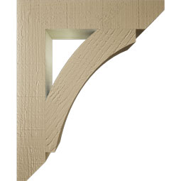 Ekena Millwork - BKTUR035X18X22THR06RCPR - Timberthane Faux Wood Thorton Style Bracket, Slat Ends, 3 1/2"W x 18"D x 22"H, Primed Tan