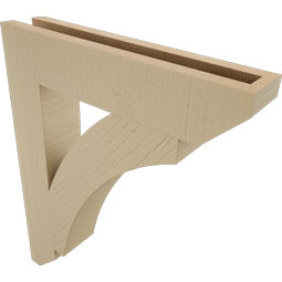 Ekena Millwork - BKTUR035X18X22THR06RCPR - Timberthane Faux Wood Thorton Style Bracket, Slat Ends, 3 1/2"W x 18"D x 22"H, Primed Tan