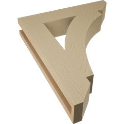 Ekena Millwork - BKTUR035X18X22THR06RCPR - Timberthane Faux Wood Thorton Style Bracket, Slat Ends, 3 1/2"W x 18"D x 22"H, Primed Tan