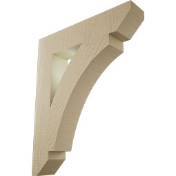 Ekena Millwork - BKTUR035X18X22THR06RCPR - Timberthane Faux Wood Thorton Style Bracket, Slat Ends, 3 1/2"W x 18"D x 22"H, Primed Tan