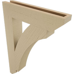 Ekena Millwork - BKTUR035X18X26THR06RCPR - Timberthane Faux Wood Thorton Style Bracket, Slat Ends, 3 1/2"W x 18"D x 26"H, Primed Tan