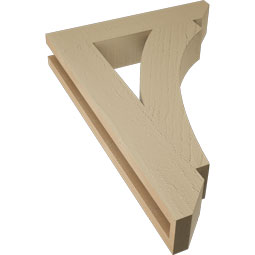 Ekena Millwork - BKTUR035X18X26THR06RCPR - Timberthane Faux Wood Thorton Style Bracket, Slat Ends, 3 1/2"W x 18"D x 26"H, Primed Tan