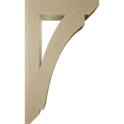Ekena Millwork - BKTUR035X18X30THR06RCPR - Timberthane Faux Wood Thorton Style Bracket, Slat Ends, 3 1/2"W x 18"D x 30"H, Primed Tan