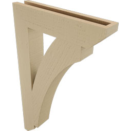 Ekena Millwork - BKTUR035X18X30THR06RCPR - Timberthane Faux Wood Thorton Style Bracket, Slat Ends, 3 1/2"W x 18"D x 30"H, Primed Tan