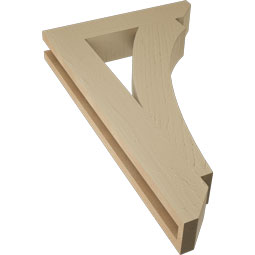 Ekena Millwork - BKTUR035X18X30THR06RCPR - Timberthane Faux Wood Thorton Style Bracket, Slat Ends, 3 1/2"W x 18"D x 30"H, Primed Tan