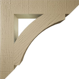 Ekena Millwork - BKTUR035X20X20THR06RCPR - Timberthane Faux Wood Thorton Style Bracket, Slat Ends, 3 1/2"W x 20"D x 20"H, Primed Tan